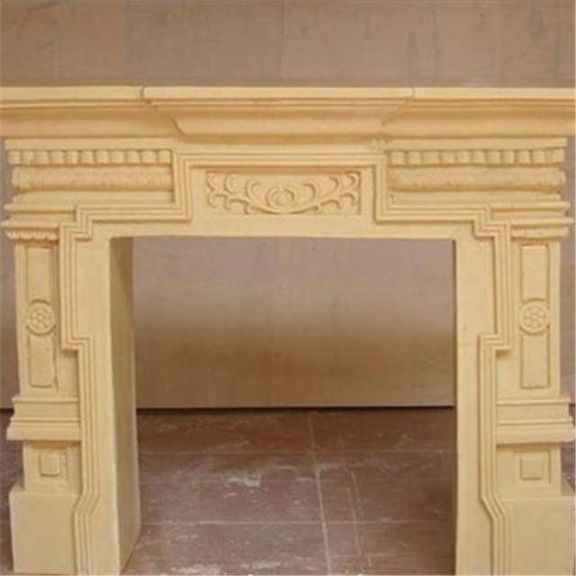 yellow sandstone fireplace
